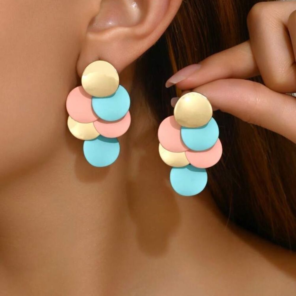 3for$20 Trendy Geometric Round Metal Plate DIY Multicolor Earrings